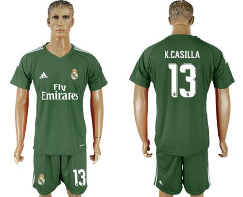 Real Madrid #13 K.Casilla Green Goalkeeper Soccer Club Jersey - Click Image to Close
